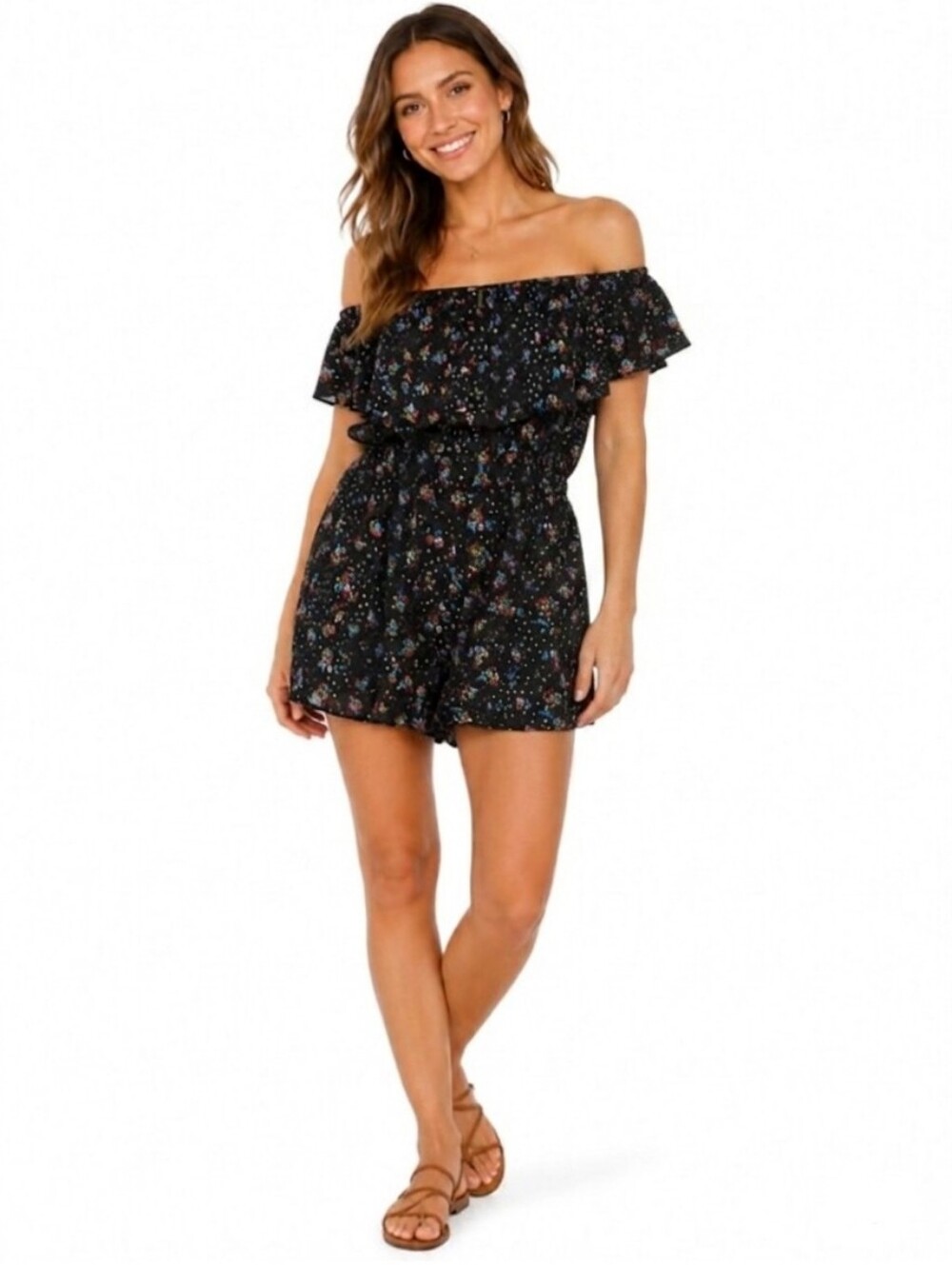 Harlow Floral Off-The-Shoulder Romper - Fits Like Small (Tag L)